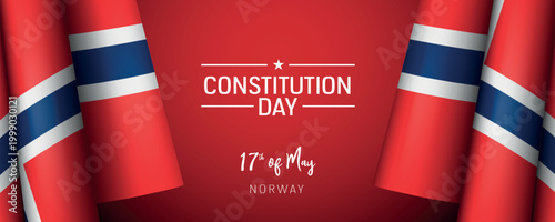 Norway constitution day vector banner, greeting card.