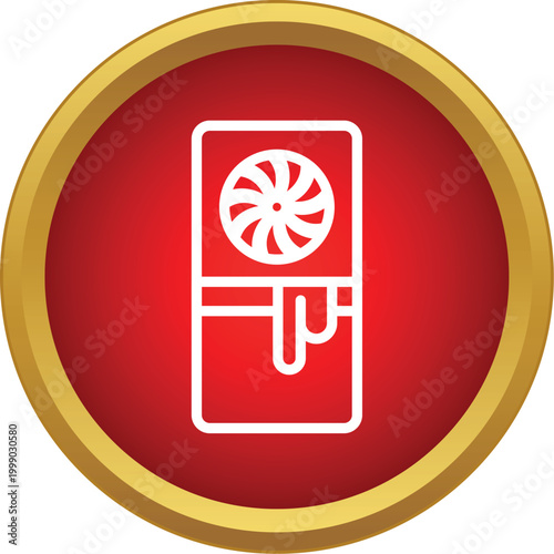 Computer video card with fan in simple flat design style