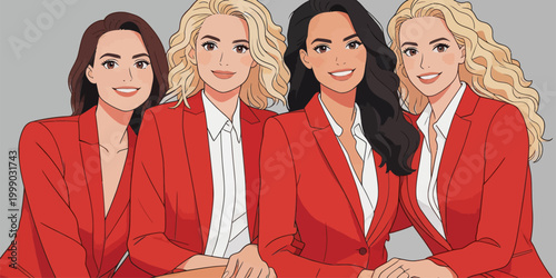 Group of professional female business team posing together