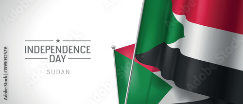 Sudan happy independence day greeting card, banner vector illustration