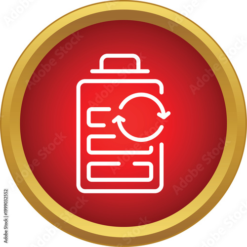 Battery icon with a recycling symbol for sustainable power and recharging