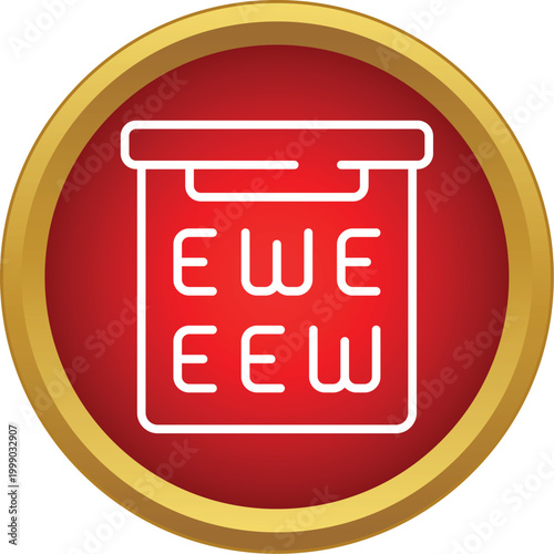 Eye exam chart icon representing vision test and optics assessment