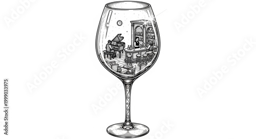Detailed Elegant Glass Line Art 