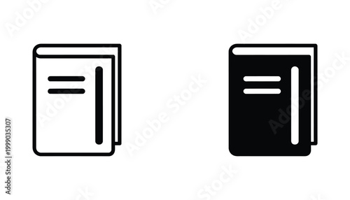 Hardcover book and education icon set in outline and solid black styles for library and academic learning design concepts isolated on a clean white background for professional use