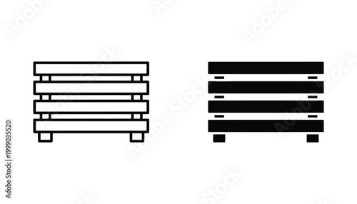 Wooden pallet icon for warehouse logistics and material handling in minimalist vector style