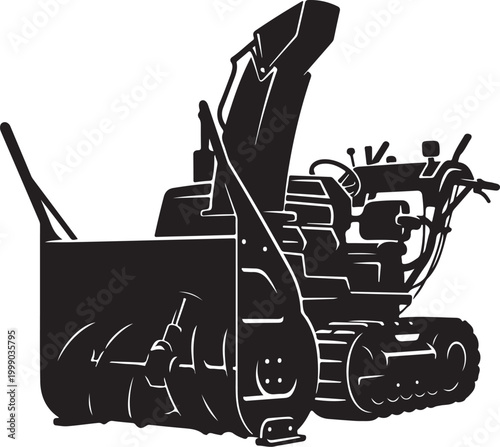 Snow blower, snow thrower, winter equipment, snow removal, vector illustration