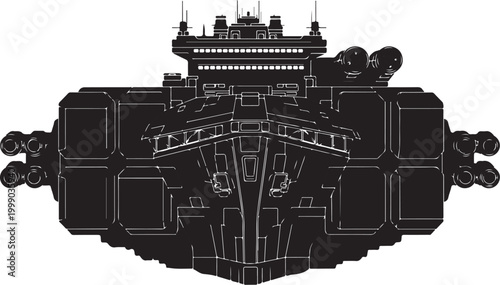 Futuristic spaceship, sci-fi vehicle, black illustration, futuristic design, spacecraft