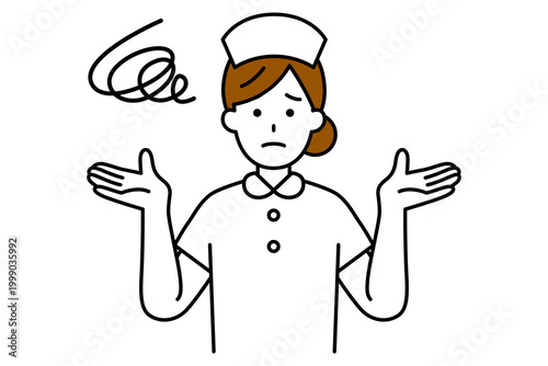 お手上げで困っている女性看護師