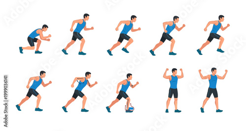 Bild auf Leinwand running technique steps illustrated on transparent background