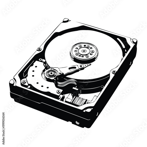 Internal hard drive disk silhouette set bundle for data storage use.