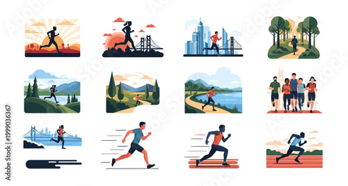 running scenes collection on transparent background high quality