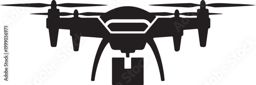 Drone, black drone icon, aerial vehicle, quadcopter symbol, drone illustration