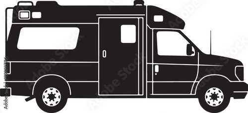 Camper Van, Motorhome, RV, Travel Trailer Vector Illustration
