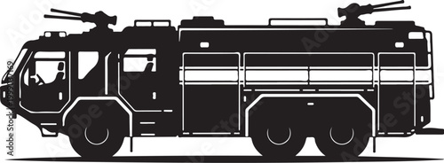 Fire truck, emergency vehicle, rescue truck, black silhouette, vector illustration