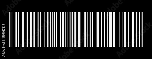 White Barcode isolated on Black background, Simple fake bar code, barcode scratched vector illustration , barcode icon for selling, Product Barcode, Trendy bar code for web icon in eps 10