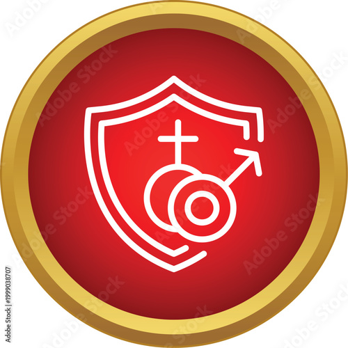 Gender symbols inside a shield suggesting sexual health protection and wellness