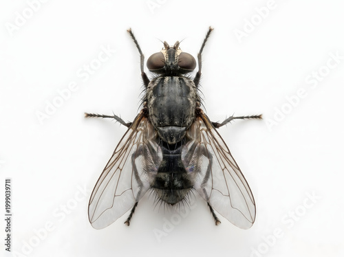 Close Up Housefly With Transparent Wings