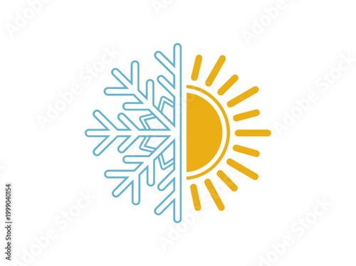 HVAC Heating and Cooling Icon, Sun and Snowflake Symbol for Climate Control, Air Conditioning, and Temperature Regulation Services