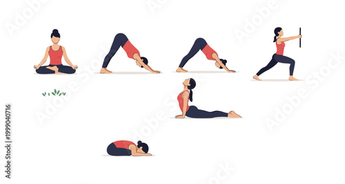 vector illustration of yoga poses on transparent background