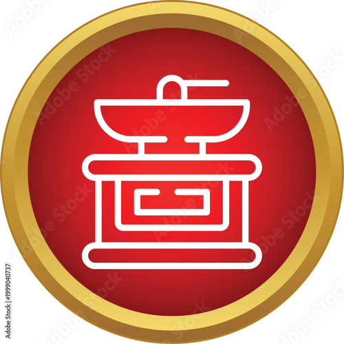 Manual coffee grinder for preparing fresh coffee on a red background
