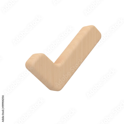 Wood Checkmark Icon, isolated on a transparent background