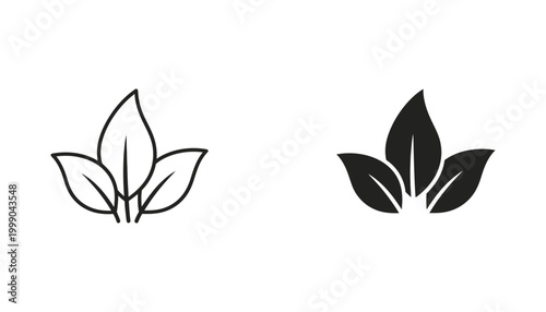 Eco friendly nature leaves icon set for sustainability and environmental conservation branding materials