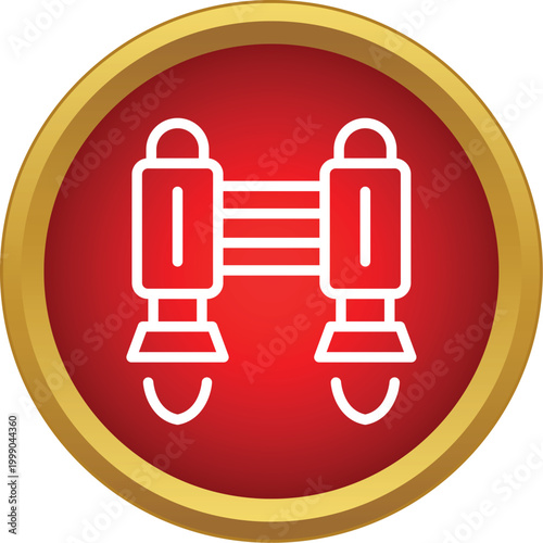 Jetpack or rocket belt outline icon on a red and gold circle
