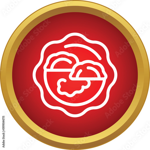 Canvas Print Dumplings in a red circle with a golden frame, representing asian cuisine