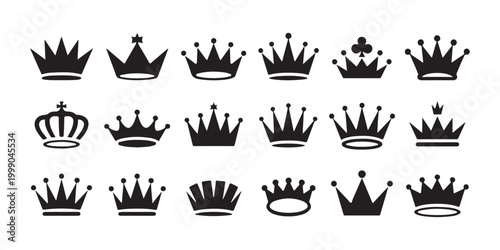 Variety of Royal Crown Silhouettes for Design Projects and Branding