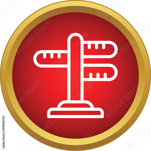 Signpost providing multiple directional indications within a red circle