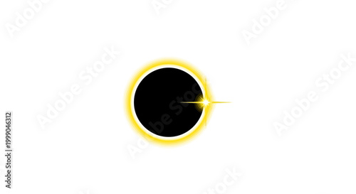 Dynamic Vector Illustration of a Celestial Eclipse, with a radiant yellow glow and a striking light burst, an abstract symbol capturing cosmic energy and astronomical themes