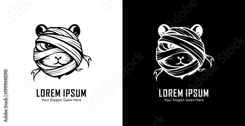 Logo design in the form of a hamster head wrapped in bandages