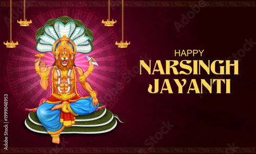 Lord Narasimha  the fourth avatar of the Hindu god Vishnu for Narasingha Jayanti