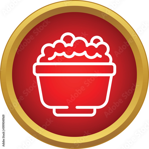 Outline icon representing a bowl filled with sudsy foam