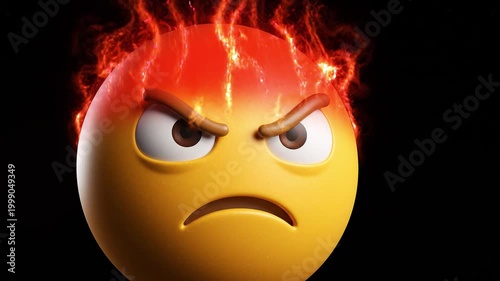 Illustration of a tomato showing a face with an angry and vengeful expression
