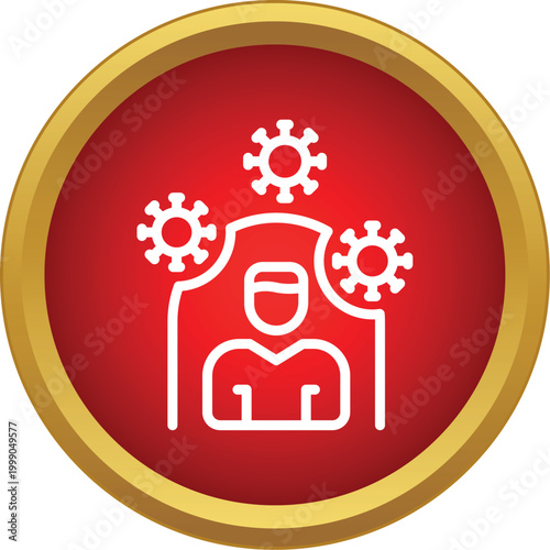Person icon inside a protective barrier defending against surrounding viruses