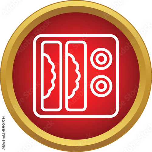 Bento box showing japanese food inside a red circular frame