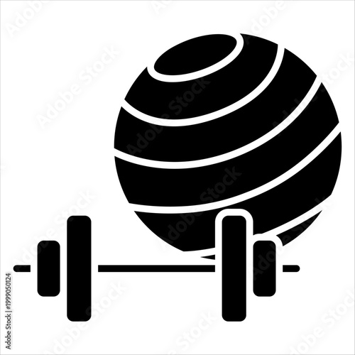 Fitness Ball and Barbell Icon for Strength Training