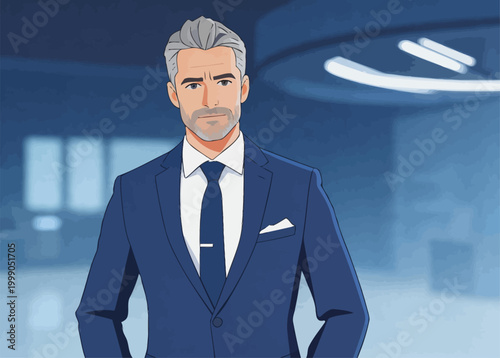 Sophisticated Middle Aged Businessman in Modern Office