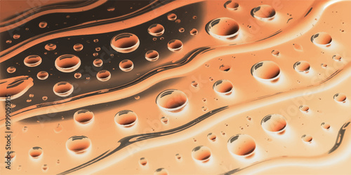 Intricate close-up of water droplets, showcasing the fluid dynamics and surface tension creating an abstract pattern. 