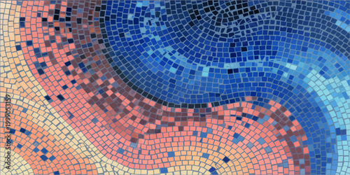 A captivating mosaic art, showcasing an abstract blend of colors and shapes, the image will add a touch of artistic sophistication to any project.