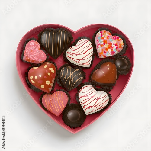 heart-shaped chocolates in heart shape box