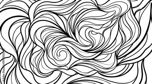 Abstract Organic Flowing Line Vector Illustration, Minimal Black and White Elegant Line Art for Branding, Packaging, and UI