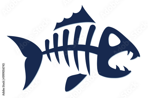 The symbol of predatory sea fish skeleton.