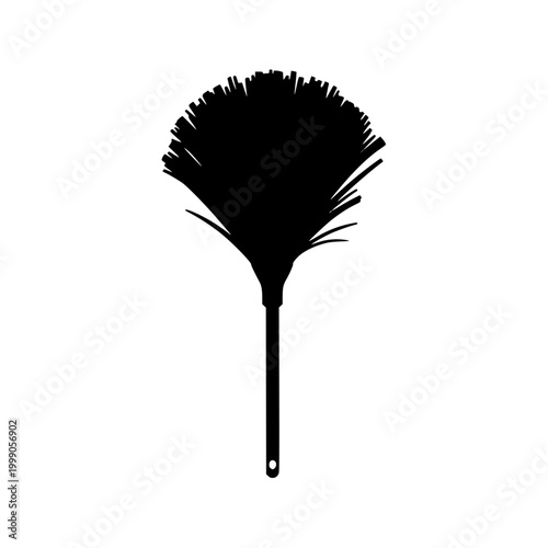 Black Feather Duster Silhouette Isolated on White Background