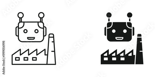 Contrast between modern and traditional industrial automation with robotic faces