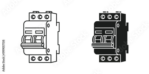 Comparison of a standard and a modern circuit breaker design shown in two views