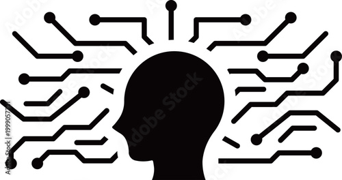 AI 人工知能 デジタルネットワーク テクノロジー DX システム IT ビジネス 背景素材 モノクロ