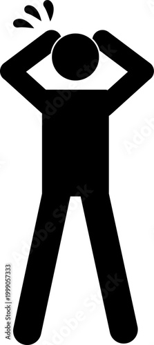 Panicking Businessman Hands on Head Stress Pictogram