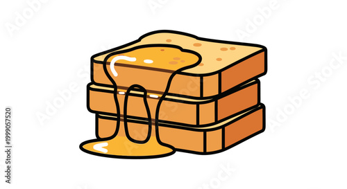 Stacked French Toast with Dripping Honey Vector Illustration